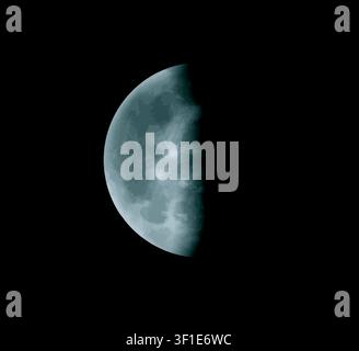 Last quarter moon on black background. Vector illustration Stock Vector
