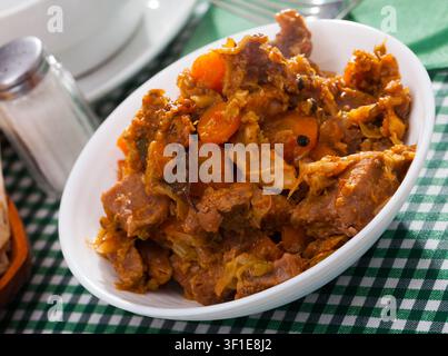 Stewed pork with braised cabbage Stock Photo