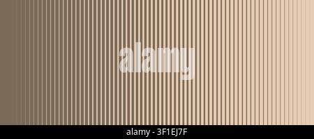Beige brown line halftone gradient background. Faded thick to thin stripe gradation texture. Repeating parallel lines wallpaper for print, banner, poster. Vector vanishing vertical linear backdrop Stock Vector