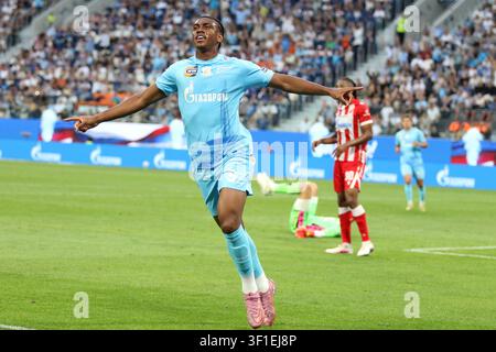 Felipe Augusto (9) of Zenit celebrates a goal during the Russian ...