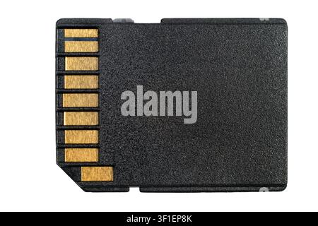 SD memory cards. The body of the card has a grainy texture. The object on a white background close-up. Stock Photo