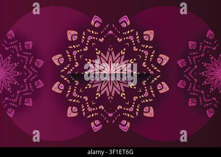 Luxury Pink Purple And Gold Glow Mandala Design Featuring Geometric Floral Art For Elegant Wallpaper And Branding Applications Stock Vector