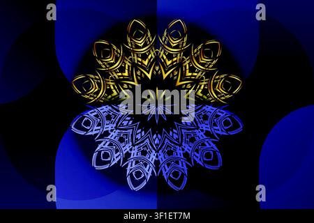 Elegant Decorative Mandala Artwork With Golden Details On Rich Blue Background For Luxury Premium Graphic Design Resources Stock Vector