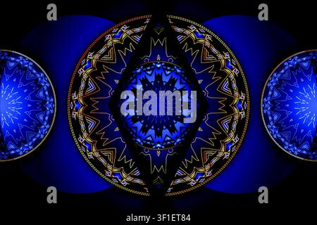 Luxury Blue And Gold Mandala Background With Decorative Ornament Details For Premium Invitation Banner And Wallpaper Design Stock Vector