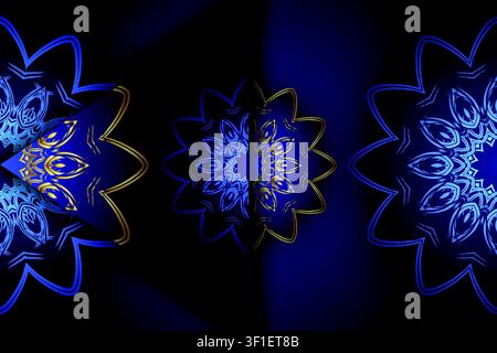 Sophisticated Golden Decorative Mandala Pattern On Blue Background Creating A Luxury Theme For Premium Design Applications Stock Vector