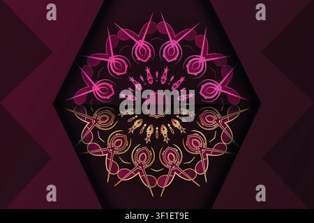 Vibrant Luxury Mandala Design With Pink Purple And Gold Glow Floral Ornament Elements For Premium Creative Graphic Resources Stock Vector