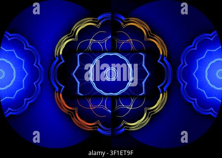 Artistic Islamic Style Gold And Blue Mandala Background With Repeating Geometric Ornament Design For Premium Decorative Use Stock Vector