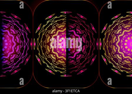 Premium Floral Mandala Ornament With Pink Purple And Gold Palette For Decorative Graphic And Wallpaper Applications Stock Vector