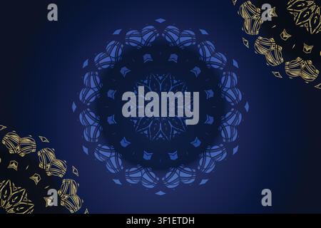 Premium Gold Blue Mandala Pattern Background With Intricate Ornamental Geometry Creating A Sophisticated Luxury Art Design Concept Stock Vector