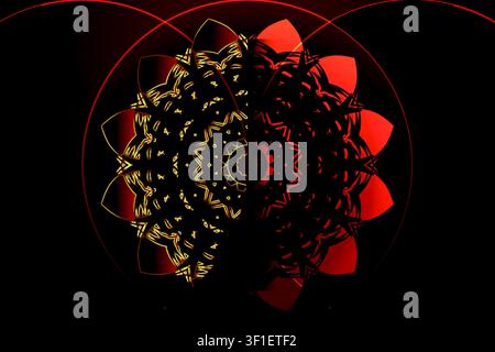 Elegant Geometric Floral Mandala Pattern On Deep Rich Red Background For Luxury Decorative Art And Premium Graphic Design Projects Stock Vector