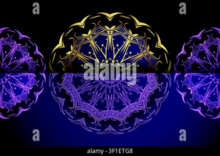 Ornamental Gold And Blue Geometric Mandala Background Featuring Luxury Decorative Art Design For Premium Wallpaper And Elegant Branding Projects Stock Vector