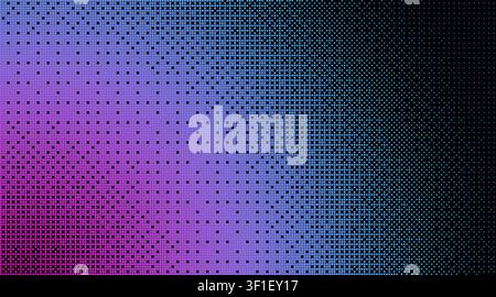 Pixel art background with dithered bitmap texture. Vector realistic illustration of digital color gradient pattern, retro 8-bit gaming wallpaper with geometric dots and abstract halftone effect Stock Vector