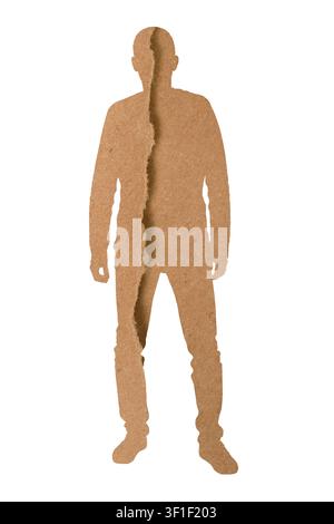 Silhouette of a man made of cardboard with a tear Stock Photo