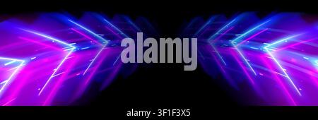 High speed neon light trails, blurred arrows with dynamic motion effect, abstract vector background. Glowing blue and pink energy lines, fast motion concept with flare beams, futuristic banner Stock Vector