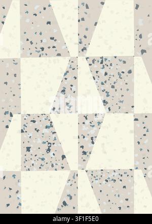 Modern seamless terrazzo pattern with geometric triangles and neutral tones, ideal for wallpapers, textiles, packaging, branding, stationery, and digi Stock Vector