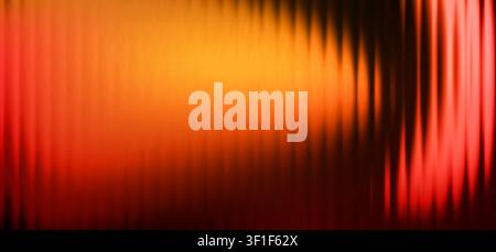 Fractal glass texture with gradient ripples and color light effects. Vector realistic illustration of abstract geometric pattern, red and orange waves, ribbed surface, seamless vertical stripe design Stock Vector