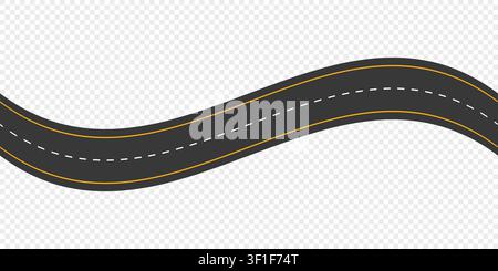 Winding road with dashed line vector illustration Stock Vector