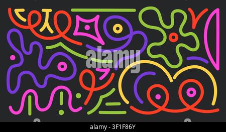 Neon Abstract Doodle Elements Stock Vector