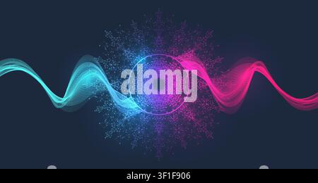 Quantum computer technology concept. Artificial intelligence. Big data algorithms visualization for business, science, technology, fintech, blockchain Stock Vector
