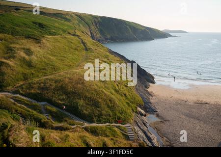 A seascape view of Mwnt Beach overlooking Cardigan Bay, on 7th July 2026, in Cardigan, Ceredigion, Wales. Stock Photo