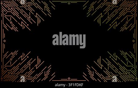 Luxury art deco frame with elegant golden geometric lines and vintage Gatsby ornaments on dark background. Wedding invitations, VIP cards, posters Stock Vector