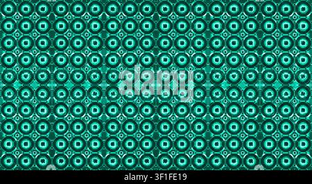 a repeating, geometric 3D fractal pattern featuring circular and linear light effects Stock Photo