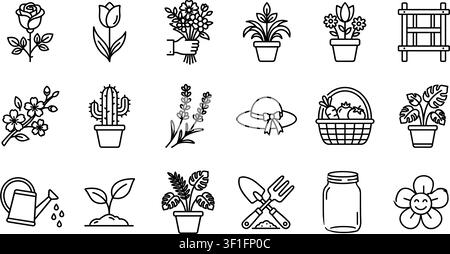 Flowers icon set. Flowers isolated on transparent background. Stock Vector
