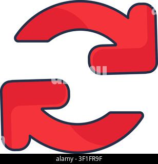 Circular refresh arrows flat illustration representing synchronization update exchange and workflow repetition Stock Vector