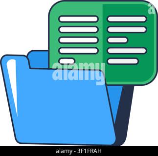 Blue file folder flat illustration representing document storage office organization and business management Stock Vector