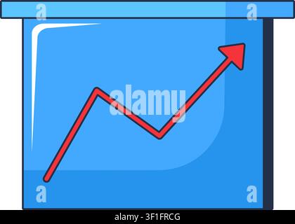 Presentation board with growth chart flat illustration representing business reporting and financial analysis Stock Vector