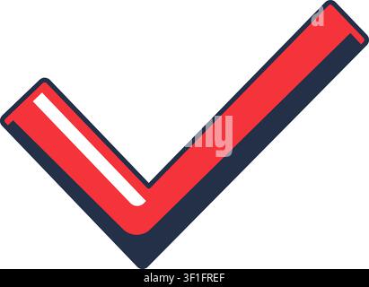 Red checkmark flat illustration representing verification completion approval and successful confirmation Stock Vector