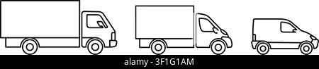 Transport for delivery service icon set. Transportation in thin line Stock Vector