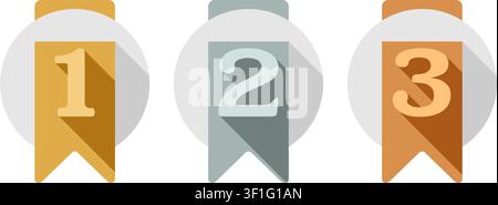 Gold first, silver second and bronze third - award medals set isolated on white background Stock Vector