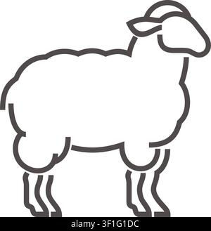 Sheep icon in simple style and bold line - for wool products or cheese Stock Vector