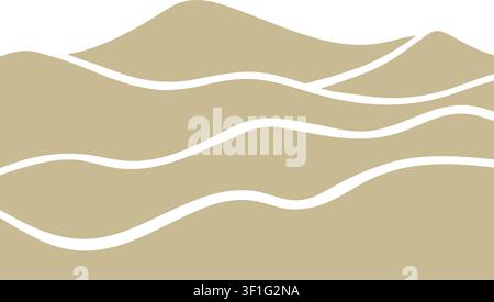 Flat illustration of layered beige wavy sand dunes forming a soft abstract desert pattern Stock Vector