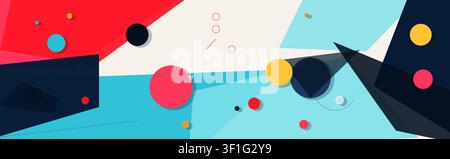 Geometric Shapes Abstract Colorful Pattern. Modern Modernistic Design Composition for Backdrop, Background, Wallpaper, Abstraction Chaotic Geometry Stock Vector