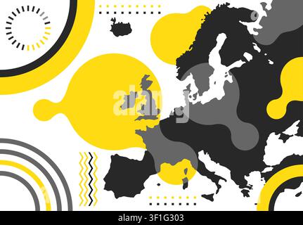 Map of Europe in abstract geometric decoration. For some report or layout decoration Stock Vector