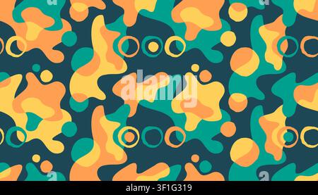 Abstract seamless pattern with random wavy shapes - modern vector repeatable background in neutral colors Stock Vector