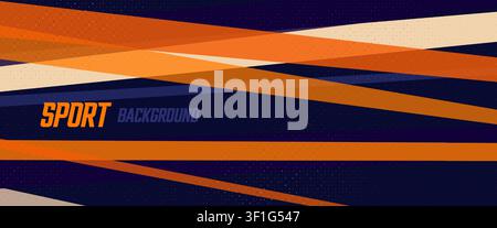 Orange navy sport background, diagonal speed stripes, halftone dots, bold lettering, energetic mood. Tournament poster, team promo, web header. Vector Stock Vector