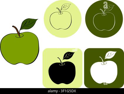apple silhouette School logotype hand drawn illustration. Vector graphic line ink art. Perfect for cafe logo, branding, packaging, labels, and modern Stock Vector