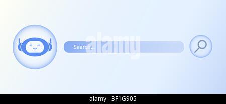 Modern AI chatbot search bar with search icon in soft neumorphic style. Minimal UI element for website, mobile app, web interface, dashboard.Editable. Stock Vector