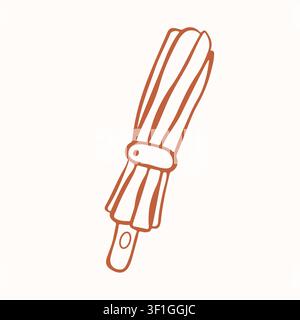 Closed umbrella icon. Simple line art style drawing of rainy weather accessory for autumn season protection. Minimalist hand drawn sketch style Stock Vector