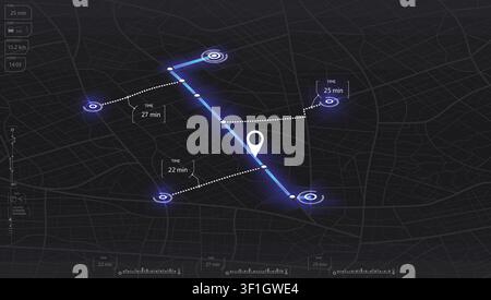 Pick up taxi. Isometric. Gps map navigation to own house. Detailed view of city. Passenger location sharing for driver. City top view. Online Stock Vector