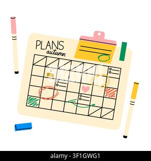 Autumn plans calendar planner vector Stock Vector