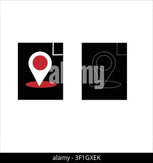 modern and flat map pin icon ,minimal red pin vector illustration Stock Vector