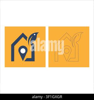 real estate agency logo ,home and leaf vector icon for branding Stock Vector