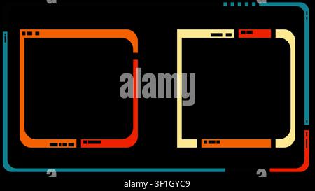Two frames on screen overlay retro futuristic sci-fi movie Stock Vector