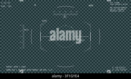 War drone video camera white overlay Stock Vector