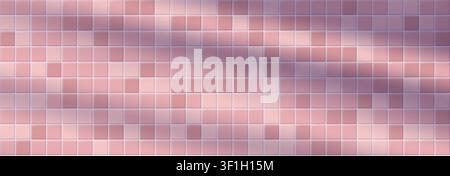 Bright ceramic grid texture inspired by swimming pool and spa interiors. Pink Bathroom tile pattern for interior design and product backdrop. Stock Vector