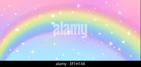 Cute and whimsical background featuring clouds, stars, and sparkles. Dream pink glitter effect for magical, unicorn, and fairy scenes. Stock Vector